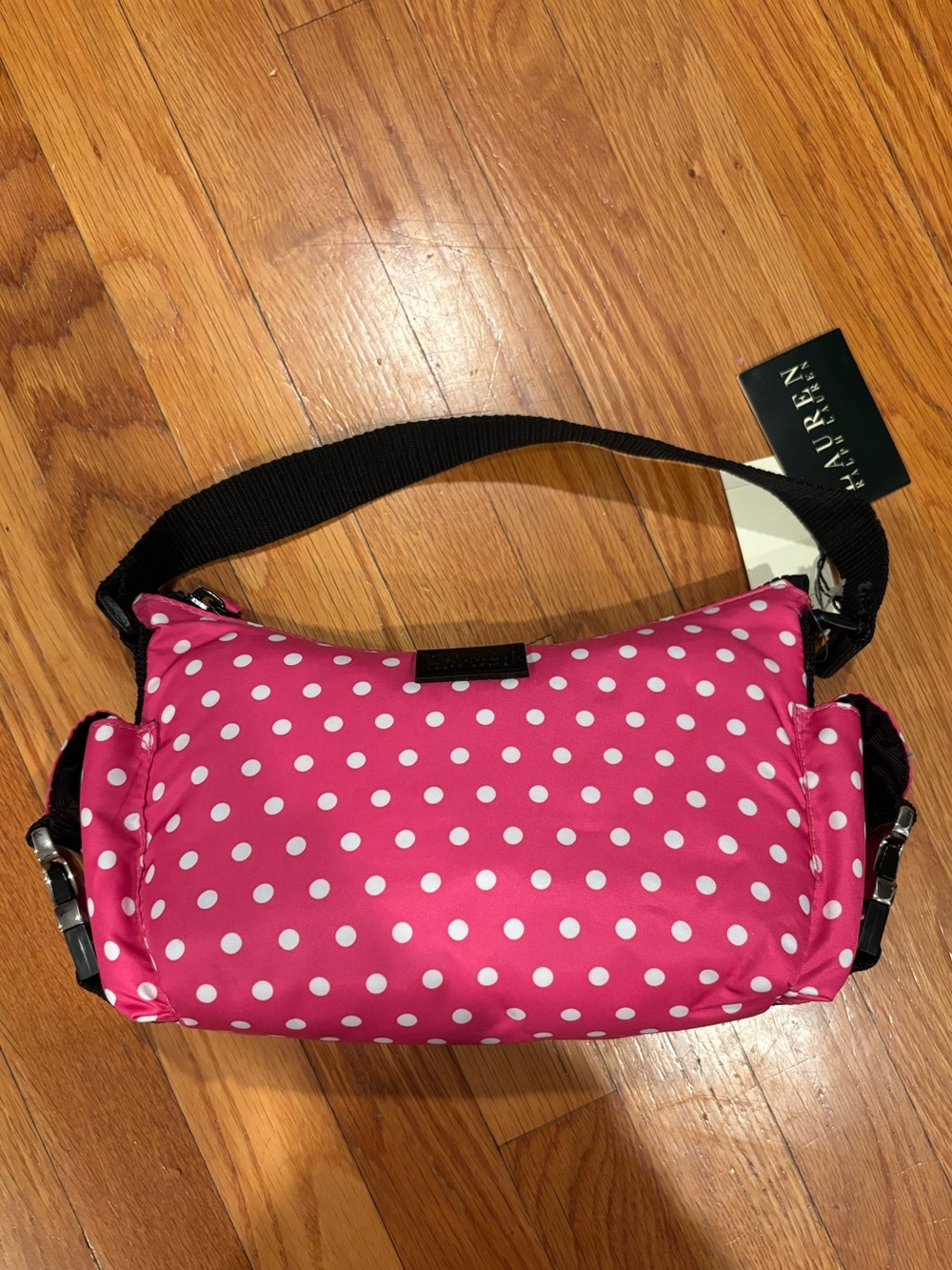 NWT Lauren Ralph Lauren vintage pink polka dot hobo bag 2000s Y2K